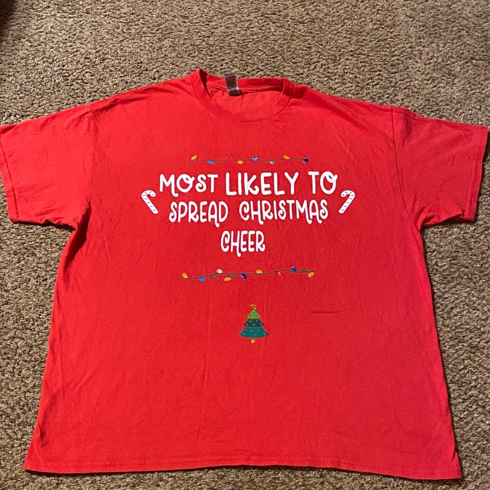 Women’s Size X-Large Red Christmas Cheer T-Shirt